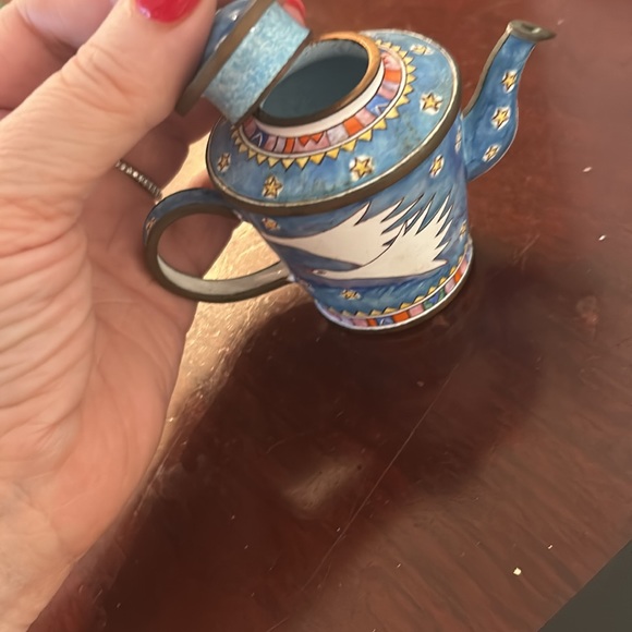 Vintage 1996 Charlotte D Vida flight of the geese enamel teapot - Picture 5 of 6